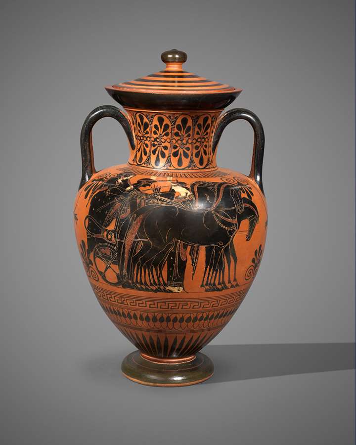 Greek black-figure neck amphora attributed to the Euphiletos painter